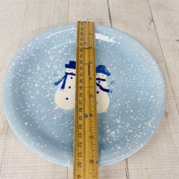 Home Target WINTER FROST Hand Painted Snowman Stoneware Blue Salad Plates Set 4 - Picture 11 of 16